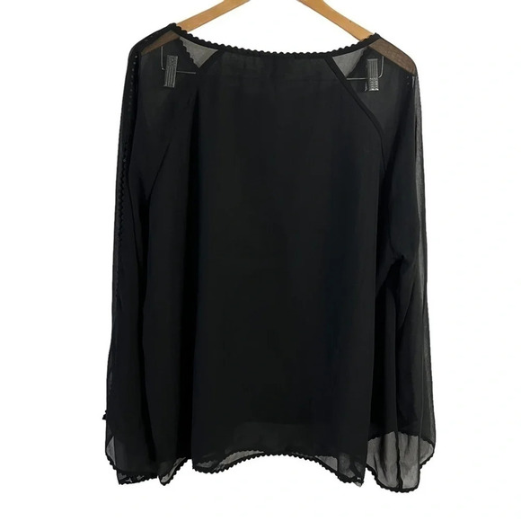Hot Gossip Blouse 2X Black Sheer Slit Sleeve Blue Sequins Snowflakes Evening Top - Picture 3 of 9